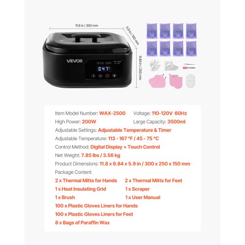 Paraffin Wax Machine for Hands and Feet 3500ML Professional Paraffin Wax