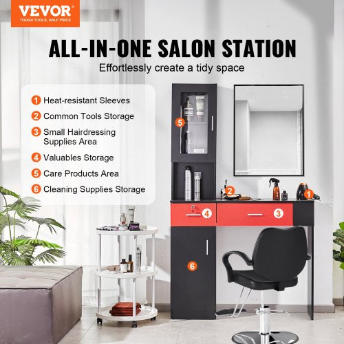 Salon Workstation WallMounted Unit for Hair Professionals Spa Styling