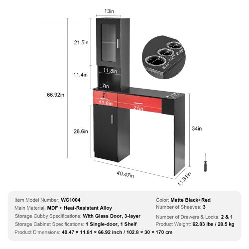 Salon Workstation WallMounted Unit for Hair Professionals Spa Styling