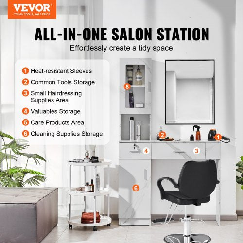 Salon Workstation WallMounted Unit for Hair Professionals Spa Styling