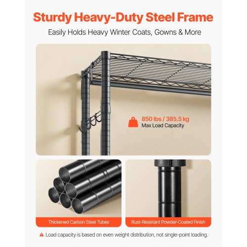 Clothing Garment Rack Heavy Duty Closet Wardrobe 7 Adjustable Tiers