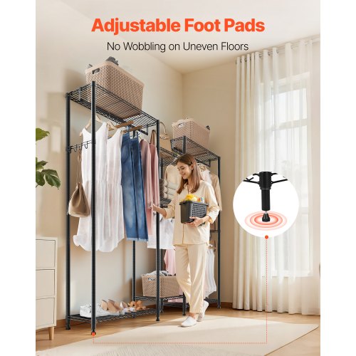 Clothing Garment Rack Heavy Duty Closet Wardrobe 7 Adjustable Tiers