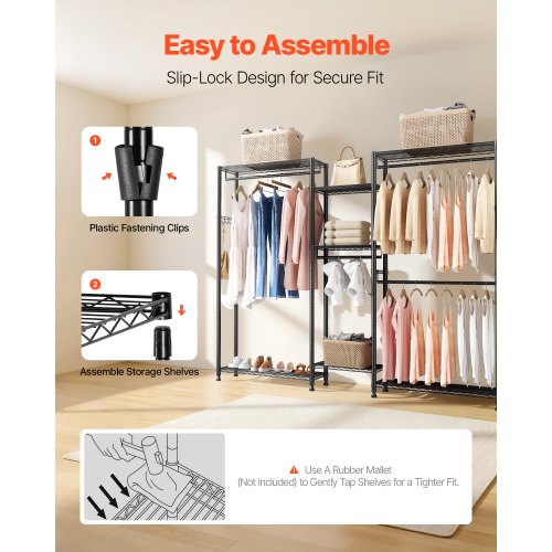 Clothing Garment Rack Heavy Duty Closet Wardrobe 7 Adjustable Tiers