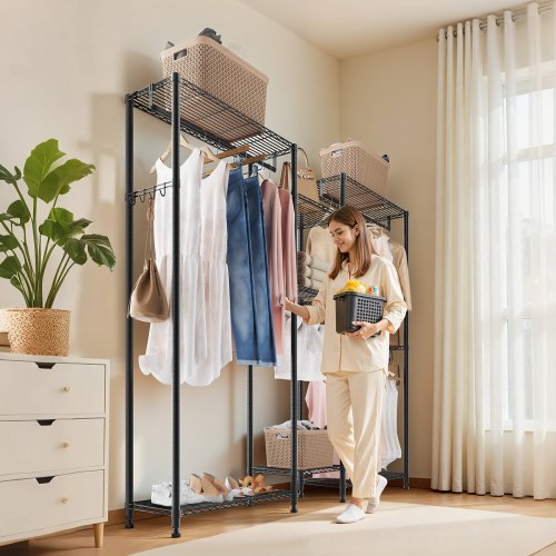 Clothing Garment Rack Heavy Duty Closet Wardrobe 7 Adjustable Tiers