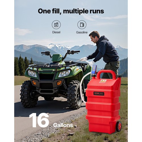 Fuel Caddy 16 Gallon Portable Fuel Tank with 12V DC 25 GPM Electric Fuel