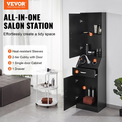 Salon Organizer Station Unit for Hair Professionals Equipped with 3