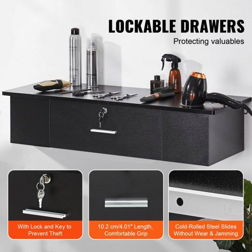 WallMounted Salon Workstation Equipped with 3 Holders for Hair Dryers