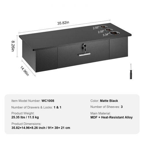 WallMounted Salon Workstation Equipped with 3 Holders for Hair Dryers