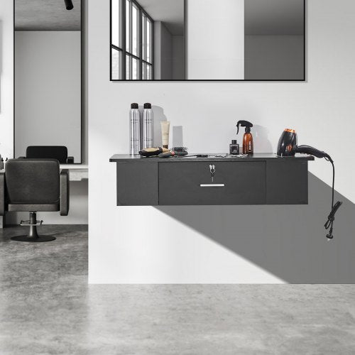 WallMounted Salon Workstation Equipped with 3 Holders for Hair Dryers