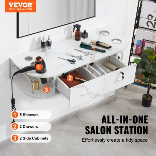 WallMounted Salon Station Equipped with 5 Holders for Hair Dryers