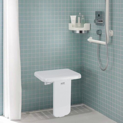 Folding ABS Shower Seat 157 x 167 Unfolded Wall Mounted Fold Up Shower Bench
