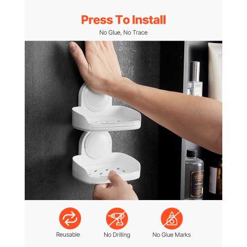 Soap Holder for Shower Double Layer with Suction Cup Wall Mounted