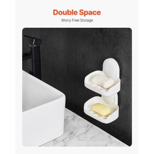 Soap Holder for Shower Double Layer with Suction Cup Wall Mounted