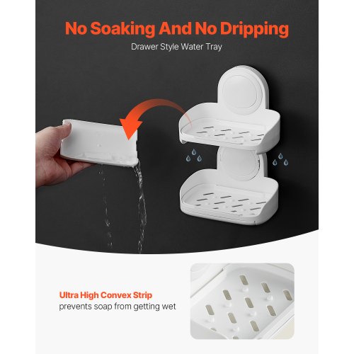 Soap Holder for Shower Double Layer with Suction Cup Wall Mounted