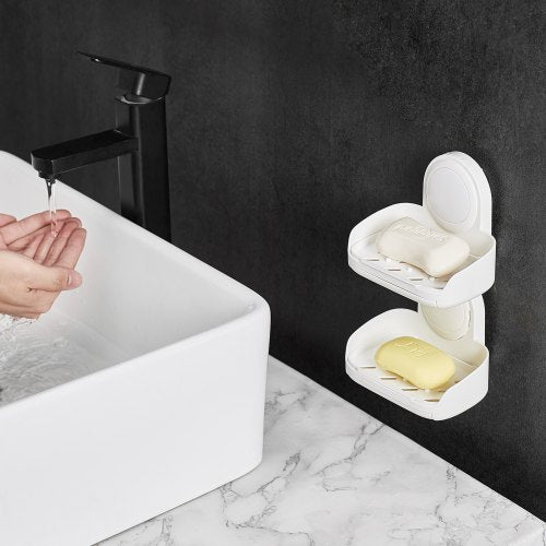 Soap Holder for Shower Double Layer with Suction Cup Wall Mounted