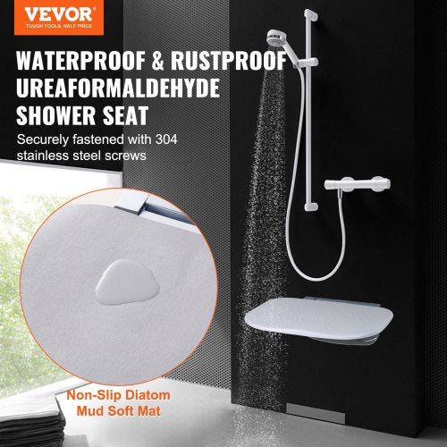 Ureaformaldehyde Folding Shower Seat 136 x 128 Unfolded Wall