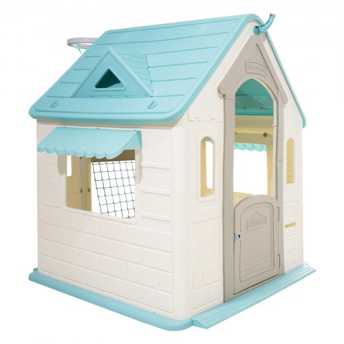 Outdoor Playhouse 5In1 Cottage Play House With Pretend Basketball Darts Soccer