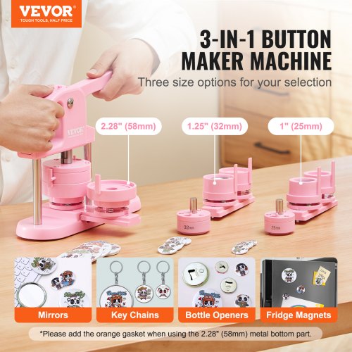 3IN1 Button Maker 1/1.25/2.28 inch(25/32/58mm) Pin Maker 300pcs Button