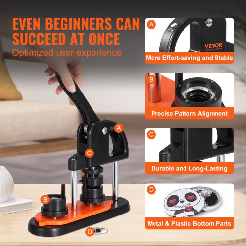 Button Maker Machine 0.98 inch / 25mm Pin Maker with 500pcs Button Parts