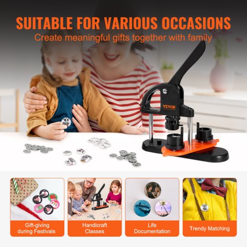 Button Maker Machine 0.98 inch / 25mm Pin Maker with 500pcs Button Parts