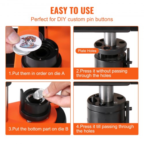 Button Maker Machine 0.98 inch / 25mm Pin Maker with 500pcs Button Parts