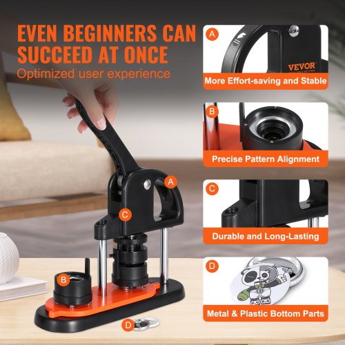 Button Maker 125 inch32mm Pin Maker with 500pcs Button Parts Ergonomic