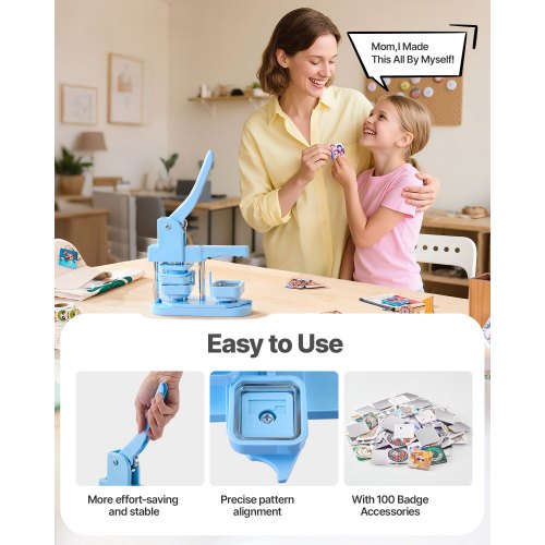 Button Maker Machine 1.97 x 1.97 in Square Plastic Pin Maker with Tinplate
