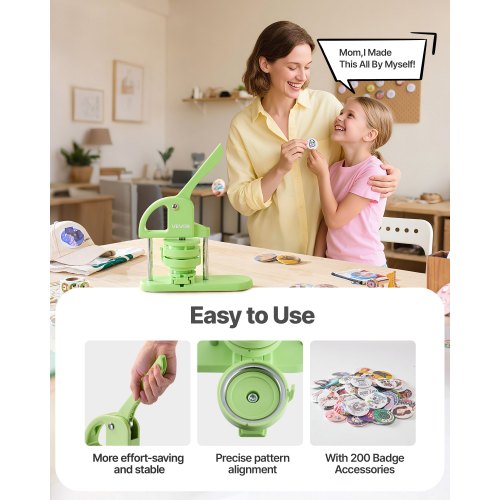 Button Maker Machine 228295 inch 2in1 Plastic Pin Maker with 200 pcs