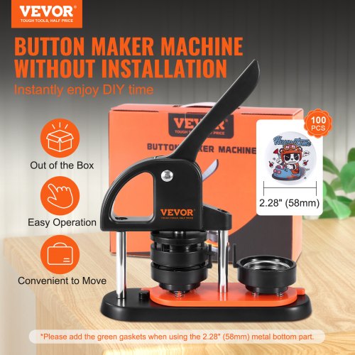 Button Maker Machine 228 inch58mm Pin Maker with 100pcs Button Parts