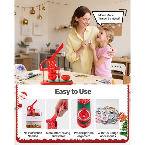 Button Maker Machine 2.28 in Plastic Pin Maker with 100pcs Button Parts