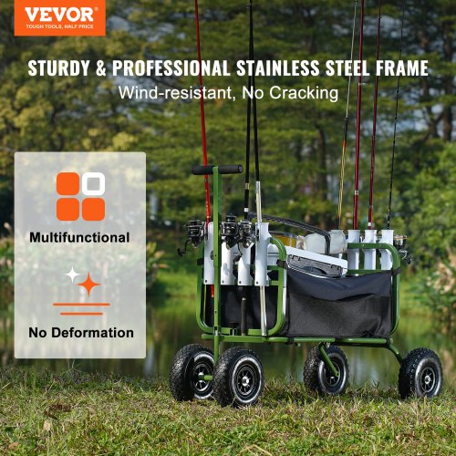 Beach Fishing Cart 300 lbs Load Capacity Foldable Fish and Marine Cart