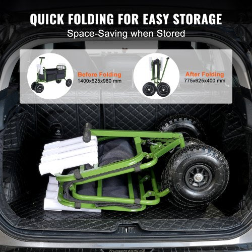Beach Fishing Cart 300 lbs Load Capacity Foldable Fish and Marine Cart