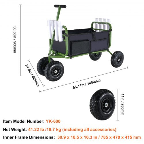 Beach Fishing Cart 300 lbs Load Capacity Foldable Fish and Marine Cart