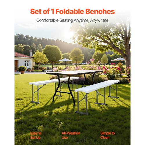 Plastic Folding Bench 6 ft Portable Bench for IndoorOutdoor Picnic Party