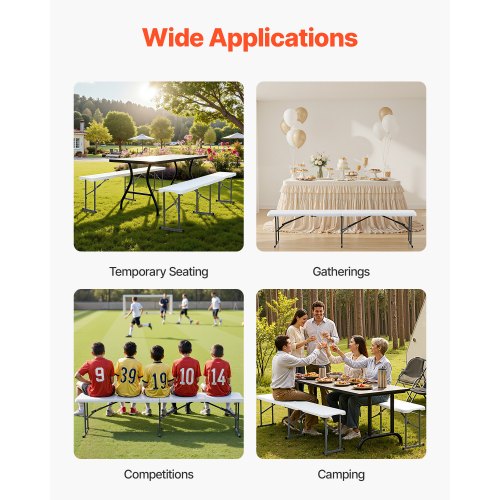 Plastic Folding Bench 6 ft Portable Bench for IndoorOutdoor Picnic Party