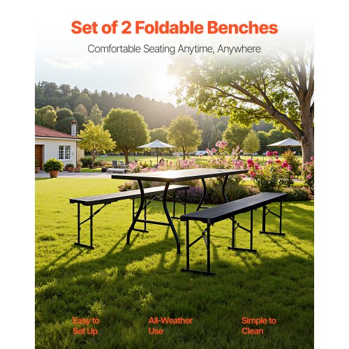 Plastic Folding Bench 6 ft Portable Bench for Outdoor Picnic Party Camping