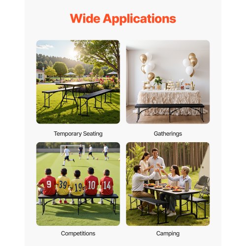 Plastic Folding Bench 6 ft Portable Bench for Outdoor Picnic Party Camping