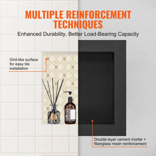 Shower Niche Ready for Tile 16 x 16 Single Shelf Organizer Square