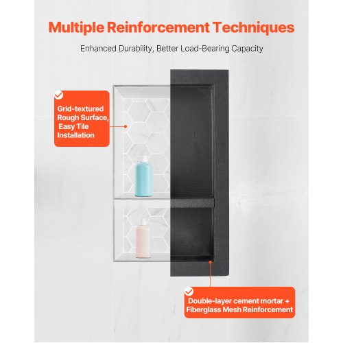 Shower Niche 16 x 28 x 4 inch Recessed Wall Niche with Movable Divider