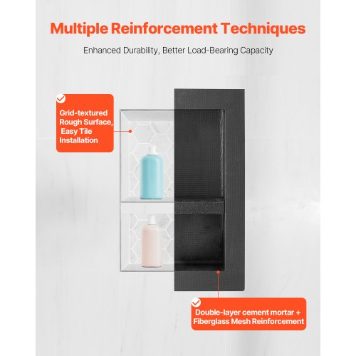 Shower Niche 16 x 20 x 4 inch Recessed Wall Niche with Movable Divider