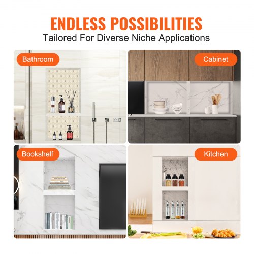 Shower Niche Ready for Tile 16 x 32 Double Shelf Organizer Square