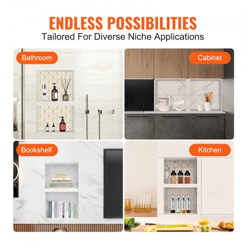 Shower Niche Ready for Tile 16 x 24 Double Shelf Organizer Square