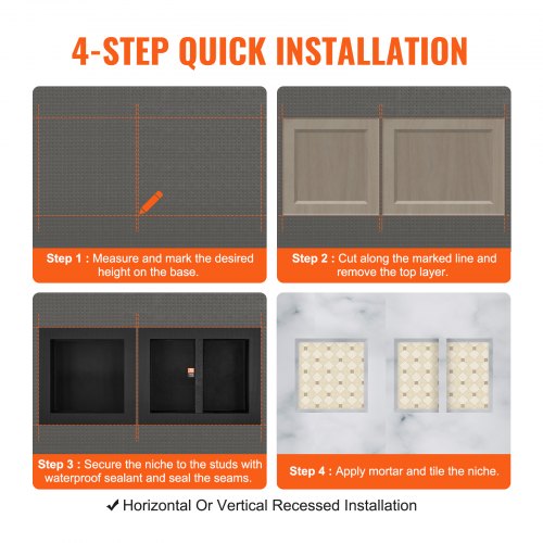 Shower Niche Ready for Tile 16 x 16 16 x 20 Triple Shelf Organizer
