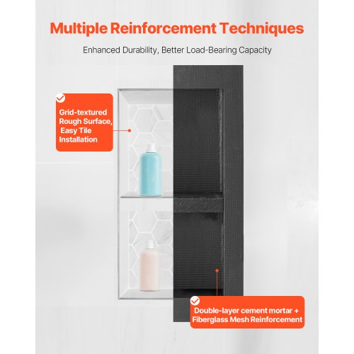 Shower Niche 16 x 32 inch 16 x 32 inch Recessed Wall Niche with Movable