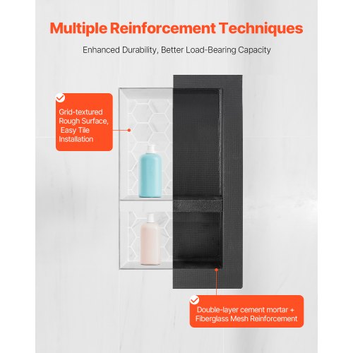 Shower Niche 16 x 24 inch 16 x 24 inch Recessed Wall Niche with Movable
