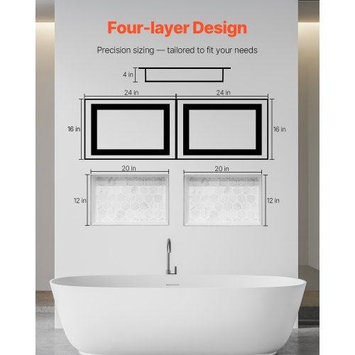 Shower Niche 16 x 24 inch 16 x 24 inch Recessed Wall Niche with Movable