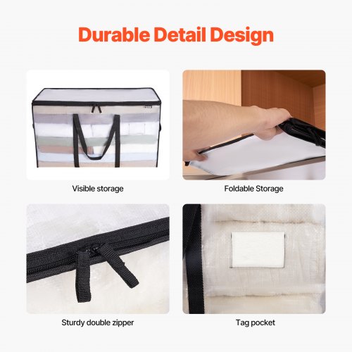 90L Large Storage Bags 6 Pack Clothes Storage Bins Foldable Closet