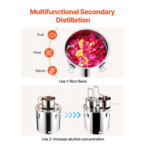 Alcohol Still 13.2 Gal 50 L Stainless Steel Water Alcohol Distiller with Copper