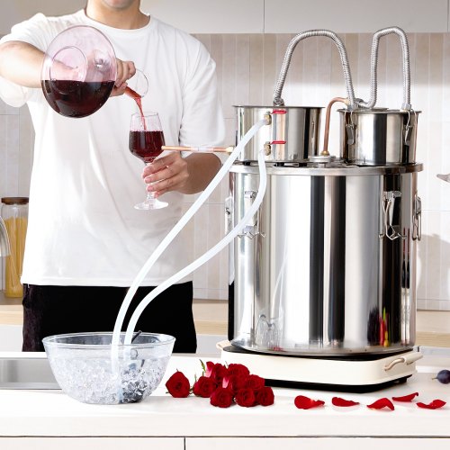 Alcohol Still 13.2 Gal 50 L Stainless Steel Water Alcohol Distiller with Copper
