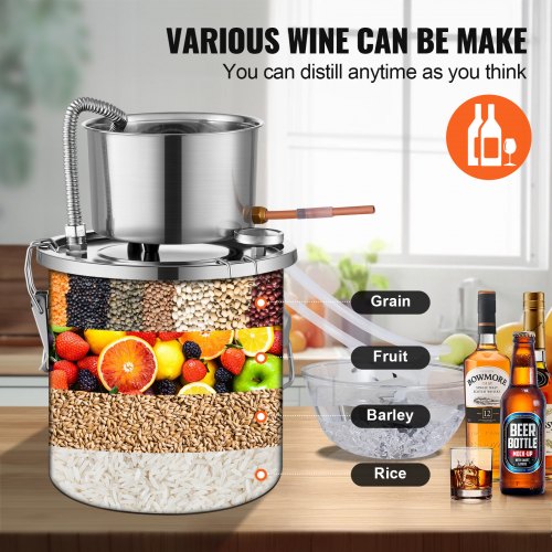 Alcohol Still 3 Gal 114 L Stainless Steel Water Alcohol Distiller with Coil